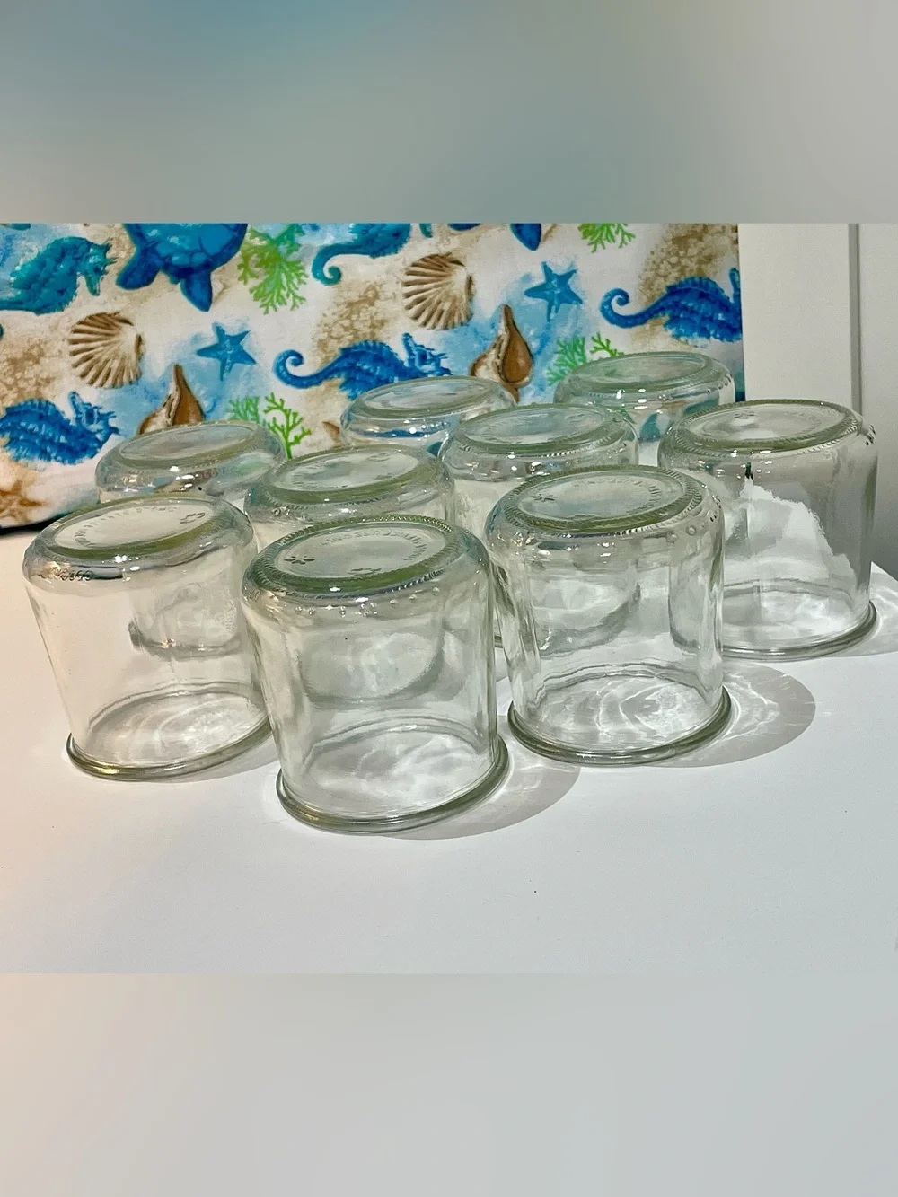Set of 9 Oui Glass Yogurt Jars – Clear Glass Craft / Candle / Vase / Storage